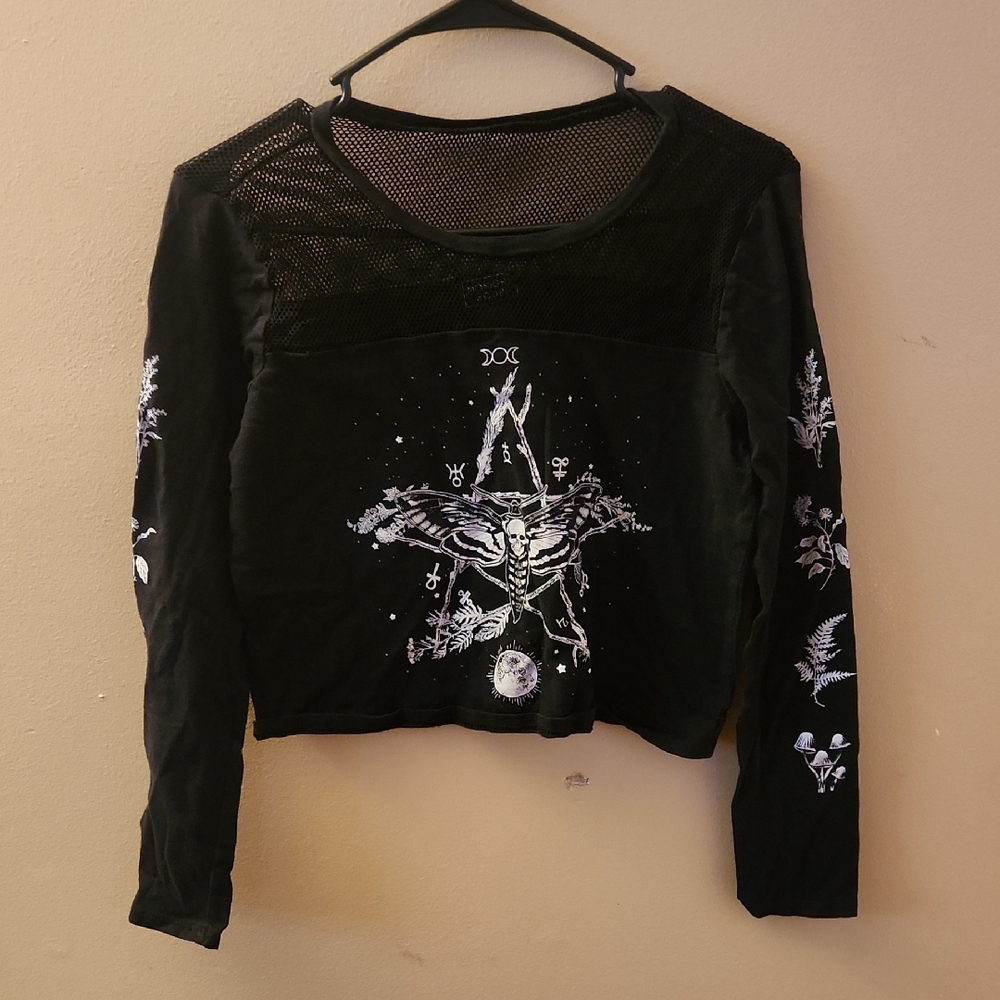 🖤black mesh long sleeve top